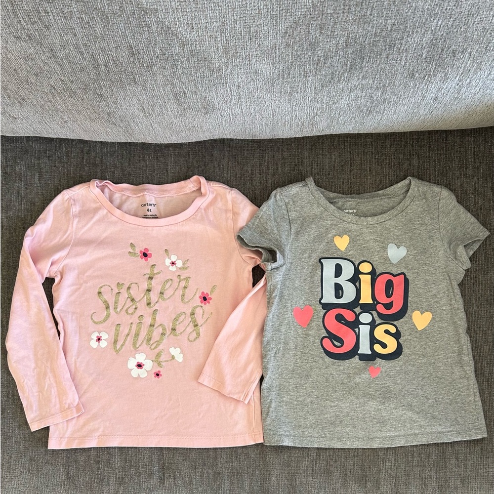 4T Big Sis and Sister Vibes Shirts